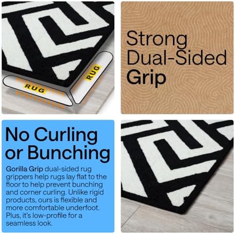 GORILLA GRIP® Extra Long Rug Grippers for Hardwood Floor, 8 Pack Black - Image 3