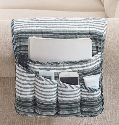 Brilliant Sunshine Multi Grey Stripes Couch Armrest Organizer, 35"×13" by BrilliantSunshine