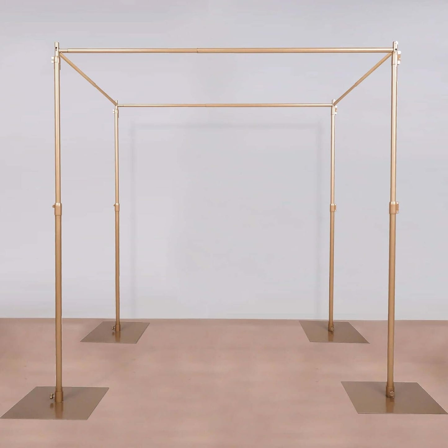 Tableclothsfactory 10ft | 4 Post Gold Metal DIY Photography Backdrop Stand, Wedding Arch Canopy Tent