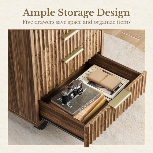 7 Drawer File Cabinet with Wheels for Home Office, Black Walnut - Image 5