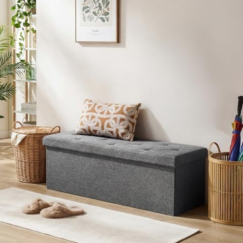 DUMOS 43 Inch Foldable Storage Ottoman Bench, Large Ottoman with Storage - Image 2