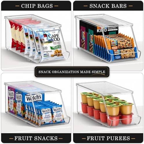 Sorbus Snack Organizer for Pantry, Clear Stackable Chip Bins (2 Pack) - Image 5