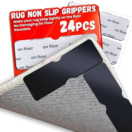 Reusable Rug Tape Grippers for Hardwood Floors No Damage,Non Slip Pads 24Pc by YINTTIAN