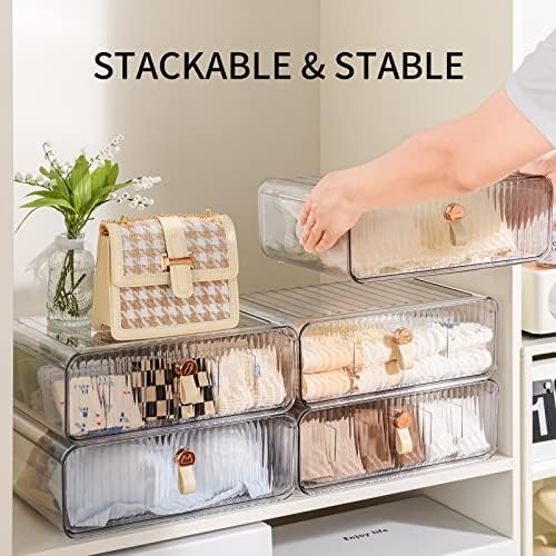 Underwear Drawer Organizer, Stackable Bra Organizer for Closet, 1 Cell Bra Storage, Sock and Underwear Organizer, Closet Organizers and Storage Drawer for Bra, Socks, Tie, Belt, Scarf - Image 3