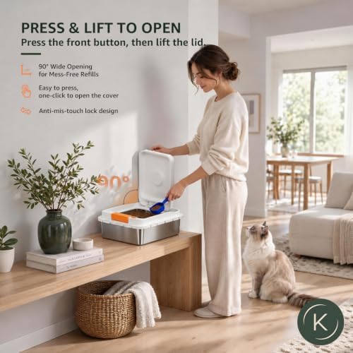 kotlie 11 lb Airtight Stainless Steel Cat Dog Food Storage Container PP Lid - Image 4