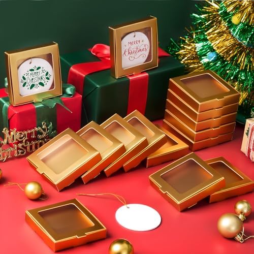 25 Pcs Christmas Sublimation Blanks Ornament Gift Box, Gold - Image 6
