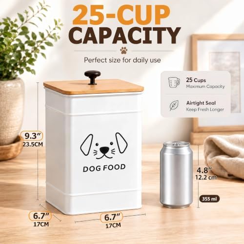 Dog Food Storage Container 6.7"W x 9.3"H Airtight Metal Canister - Image 2