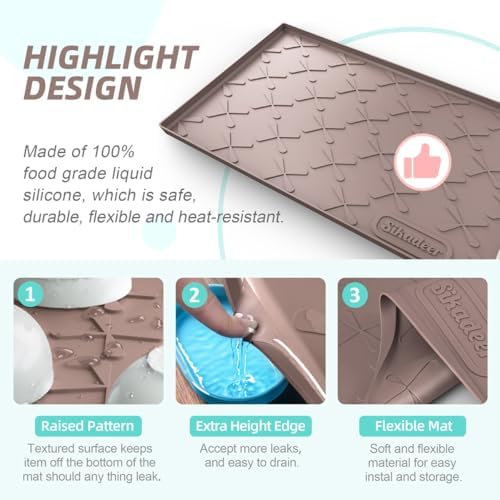 SIKADEER Waterproof Under Sink Mat 22" x 22" Silicone Mat Cabinet Protector - Image 5