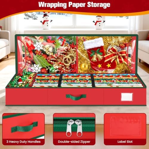 Wrapping Paper Organizer Storage, Christmas Wrapping Paper Storage, Red - Image 4