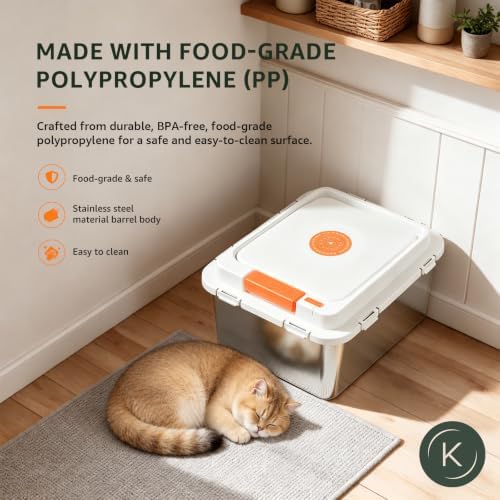 kotlie 22 lb Airtight Stainless Steel Cat Dog Food Storage Container PP Lid - Image 2