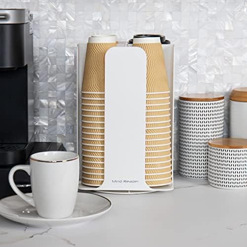 Mind Reader Cup and Lid Carousel, Countertop Org, Coffee Bar, Beverage Cup Holder, Plastic, 7.75"L x 7.75"W x 11.5"H, White - Image 6
