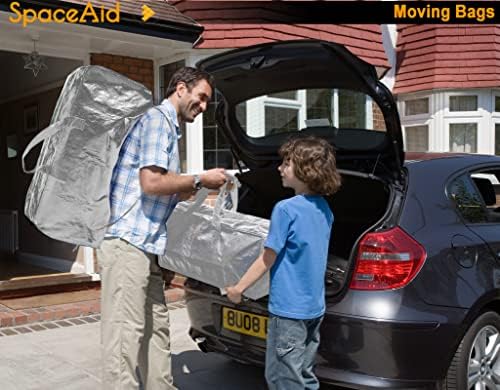 SpaceAid Heavy Duty Moving Bags, Extra Large Storage Totes W/Backpack Straps Strong Handles & Zippers, Alternative to Moving Boxes, Packing & Moving Supplies, Gley (6 Pack) - Image 6