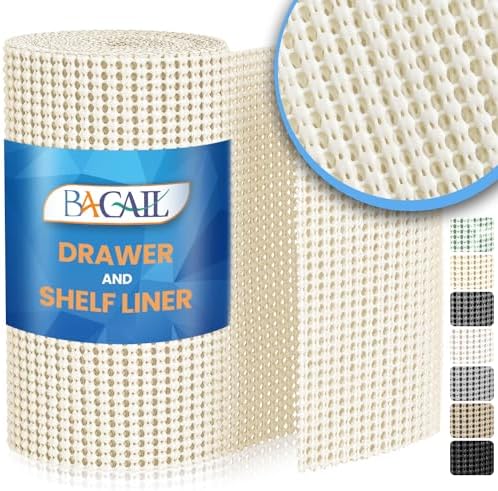 BAGAIL Drawer and Shelf Liner, Non Slip Cabinet Liner, 12" x10', Cream by BAGAILBASICS