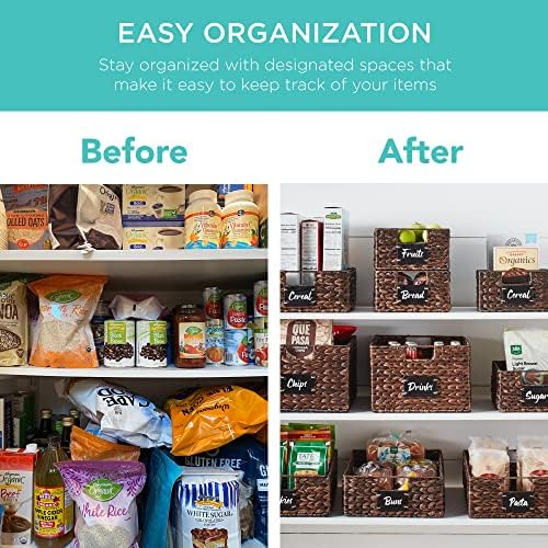 Best Choice Products Set of 4 9x12in Water Hyacinth Pantry Baskets, Woven Organizers w/Chalkboard Label, Chalk Marker - Brown - Image 3