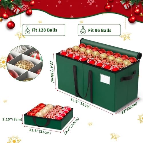 Christmas Ornament Storage Box, 8 Individual Trays with Handles, Green - Image 2