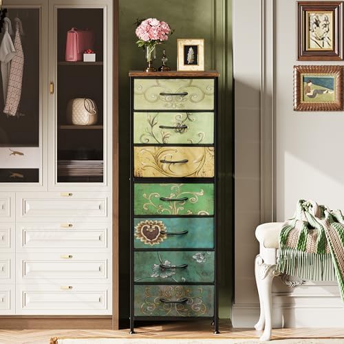 WLIVE Tall Dresser for Bedroom, 7 Drawer Dresser, Floral - Image 5