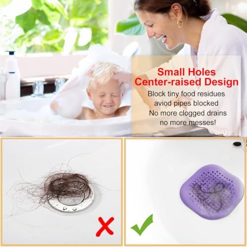 Bovinde Hair Drain Catcher,Square Cover for Shower 2 Pack (Purple) - Image 3