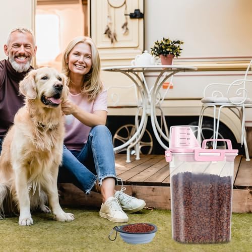 LEAWALK 3-5Lbs Airtight Small Dog Cat Pet Food Storage Container-Pink 2Pack - Image 5