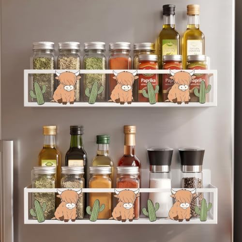 Beeveer 2 Pack Highland Cow Magnetic Fridge Shelf Spice Rack by Beeveer