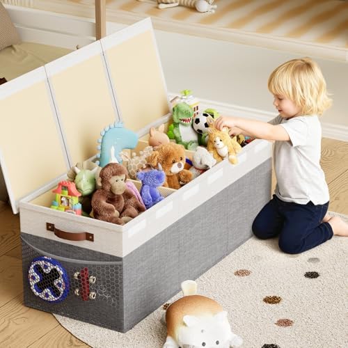 Dayacoco Extra Large Toy Box, Collapsible Toy Storage, Kids Organizer, Gray - Image 6