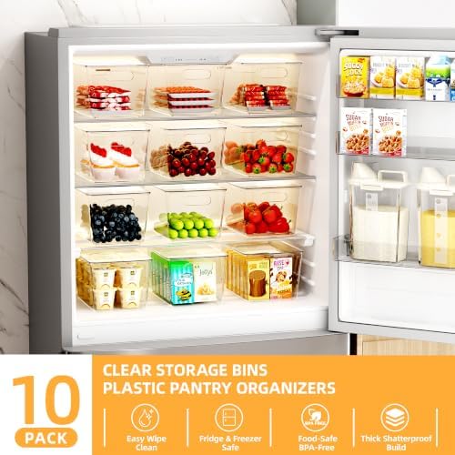10 Pack Clear Stackable Storage Bins with Lid and Handles, XLarge - Image 3