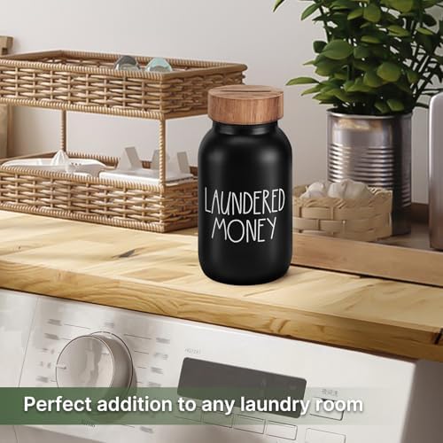 Laundry Room Decor Organization, Mason Jar Coin Bank with Wood Lid - Image 3