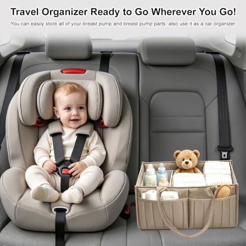 Baby Diaper Caddy Organizer,Portable Large Capacity Nursery Storage Basket,Multifunctional Nursery Diaper Holder,Capacity Waterproof Storage Bin for Infant Diapers,Gift for Baby Shower,khaki - Image 5