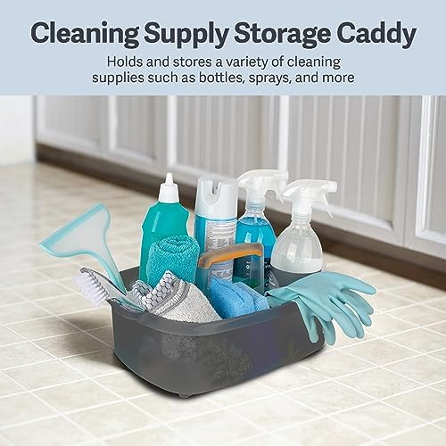 Casabella Cleaning Storage Caddy with Handle Plastic Multipurpose Organizer, Rectangle, 1.85-Gallon, Gray - Image 2