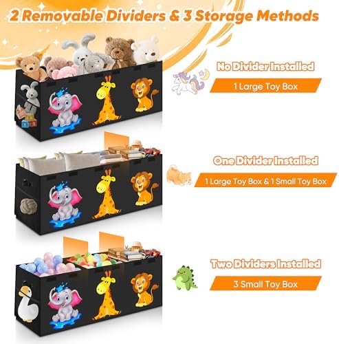 Extra Large Toy Box, Collapsible Storage Organizer with Lids, 40"x14"x16" - Image 6