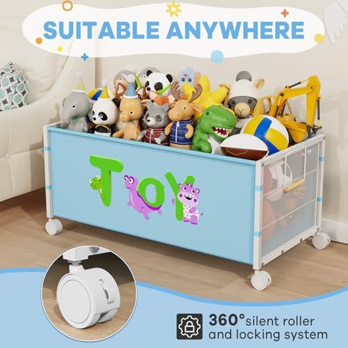 JBBTOOL Large Toy Box, Toy Storage Organizer for Kids, Toy Chest for Toddlers with 360° Wheels, Toybox for Living Room, Oxford Cloth Toy Box for Boys, Girls, Stuffed Animals, Clothes - Image 3