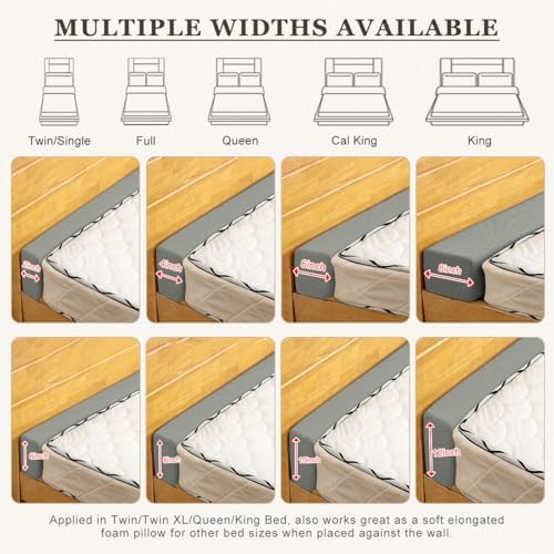 Mattress Extender for Twin/Twin XL/Queen/King Bed, Bed Gap/Space/Crack Filler Between Headboard and Mattress or Wall, High-Density Foam with Removable Cover(Dark Gray-LxWxH-60 * 2 * 12in) - Image 2