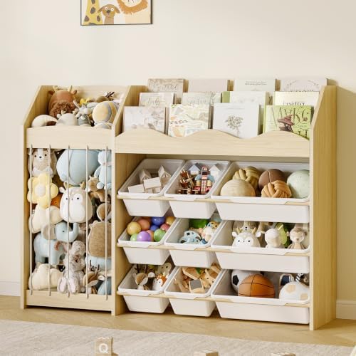 EXPERLAM Toy Storage Organizer, Scalloped Bookshelf, Plush Holder, 9 Bins by EXPERLAM