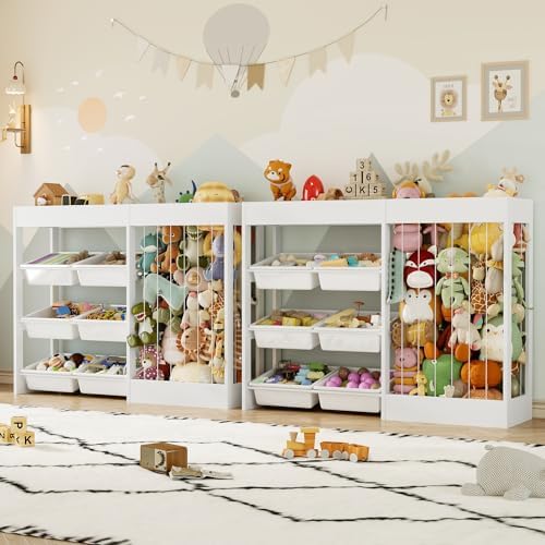 VontinT 2Pcs 50.6" W Toy Organizer with Stuffed Animal Storage&Bins, Wooden by VortinT