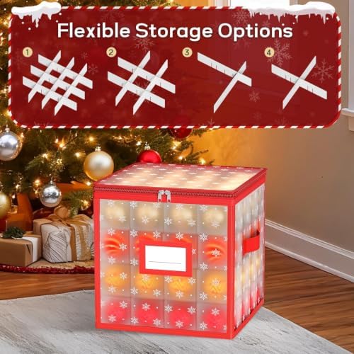 Christmas Ornament Storage Box, 64 Ball Container with Adjustable Dividers - Image 6