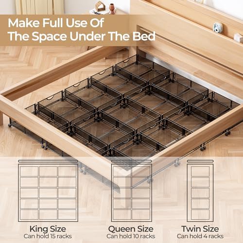 Yecaye Under Bed Storage with Wheels, 4 Pack Under Bed Shoe Storage, Black - Image 6