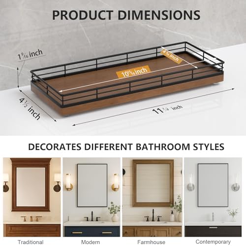 Bathroom Tray for Counter Top Organizer, Oak Wood Vanity Tray - Image 6