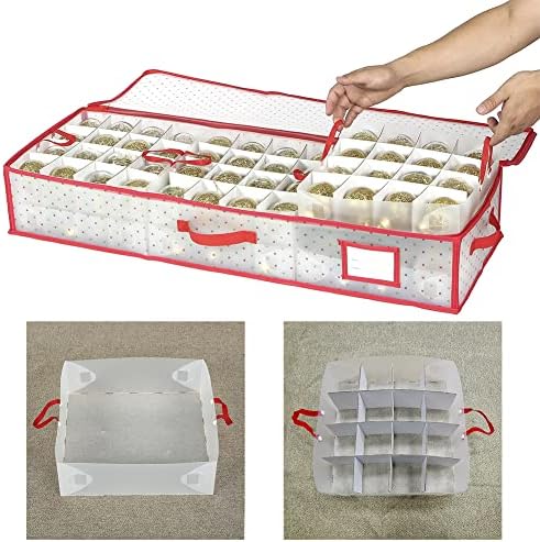Sattiyrch Plastic Christmas Ornament Storage Box with Trays,Customizable Dividers, Dust-Proof Durable Ornament Organizer Holder,Christmas Storage Containers,Holds 96 x 3 Ornaments - Image 4