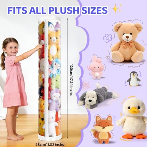Stuffed Animal Storage Tube with Zipper, 47x11 Inch Large Capacity - Image 2