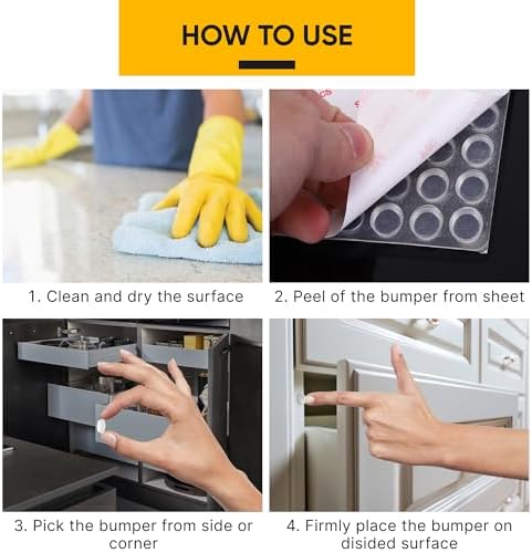 Vellax Cabinet Door Bumpers, 118 Clear Silicone Bumper Pads, Adhesive - Image 4