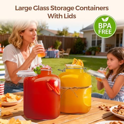 ComSaf Square Glass Pantry Jars with Airtight Lids 1.1 Gallon 2 Pack Large - Image 5
