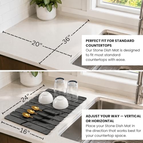 Large Stone Drying Mat for Kitchen Counter | Foldable Kitchen Pad - Image 5