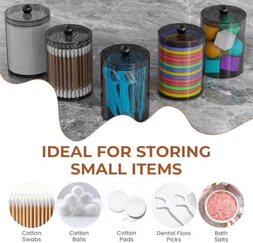 Bathrooms Toothbrush Holder Set with 3 PCS Qtip Holder (Brown Wood Grain) - Image 5
