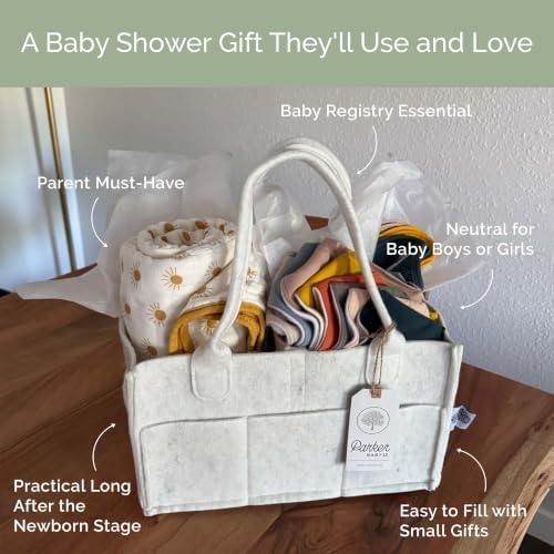 Parker Baby Co. Felt Diaper Caddy Organizer - Large, White - Image 6