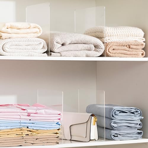HBlife Acrylic Shelf Dividers for Closet Organization, 6 Pack Clear Sturdy Separate Closet Dividers for Shelves, Adjustable Purse Organizer for Sweater, Shirts, Handbags, Books in Bedroom and Kitchen - Image 5