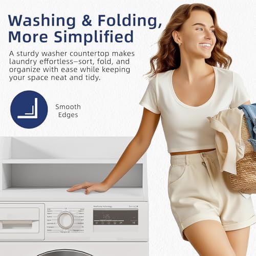 2-Tier 54" Width Washer Dryer Countertop for Laundry Room Organization - Image 5