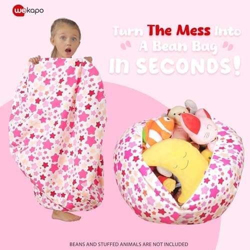 WEKAPO Stuffed Animal Storage Bean Bag Chair Cover for Kids - Image 3