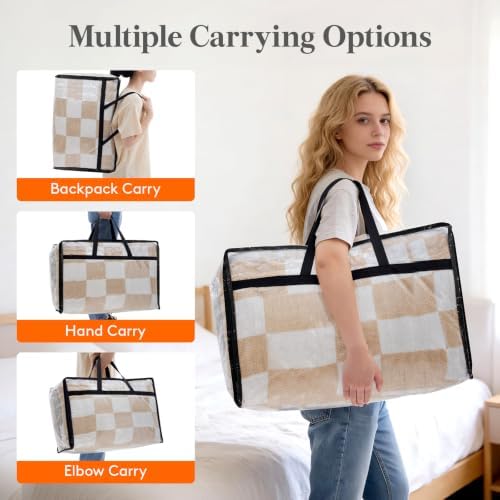 Lifewit 4 Pack Clear Storage Bags, 60L Clothes Organizer with Zipper - Image 3