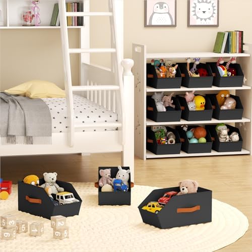 Homsorout Large Closet Storage Cubes - Closet Storage Bins with Dual Handles for Clothes, Towels, Toys, Shelf Organizer Bins for Bedroom, Nursery, Shelves, Small Spaces, Black, 4 Pack - Image 6