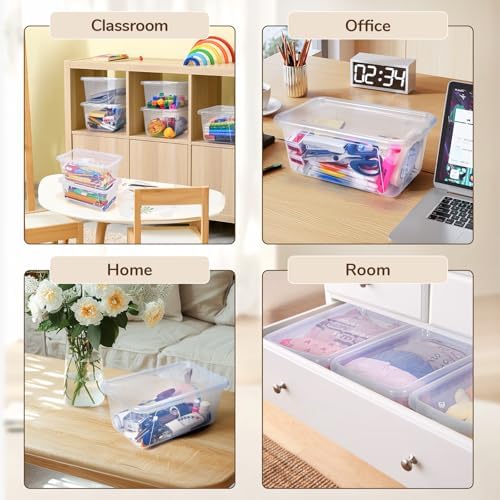 GAMENOTE 6 Quart Stackable Plastic Storage Bins with Lids, 6 Pack, Clear - Image 5