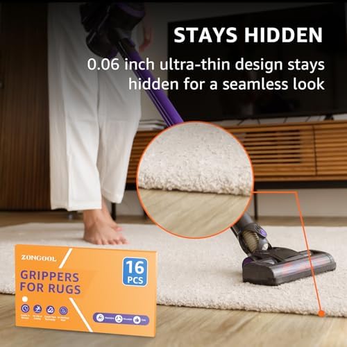 ZONGOOL 16PCS Rug Tape Non Slip Rug Pad Grippers Double Sided Carpet Tape - Image 5